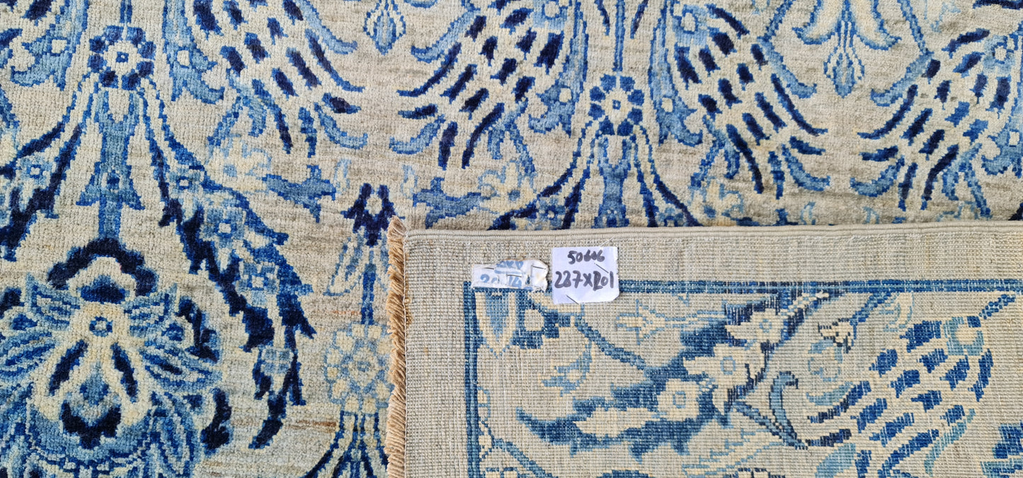 One of a Kind, Pure Wool, Naturally Dyed, Hand Knotted, Fine Afghan Traditional Chobi Area Rug – 9’ 5’’ x 6’ 7’’