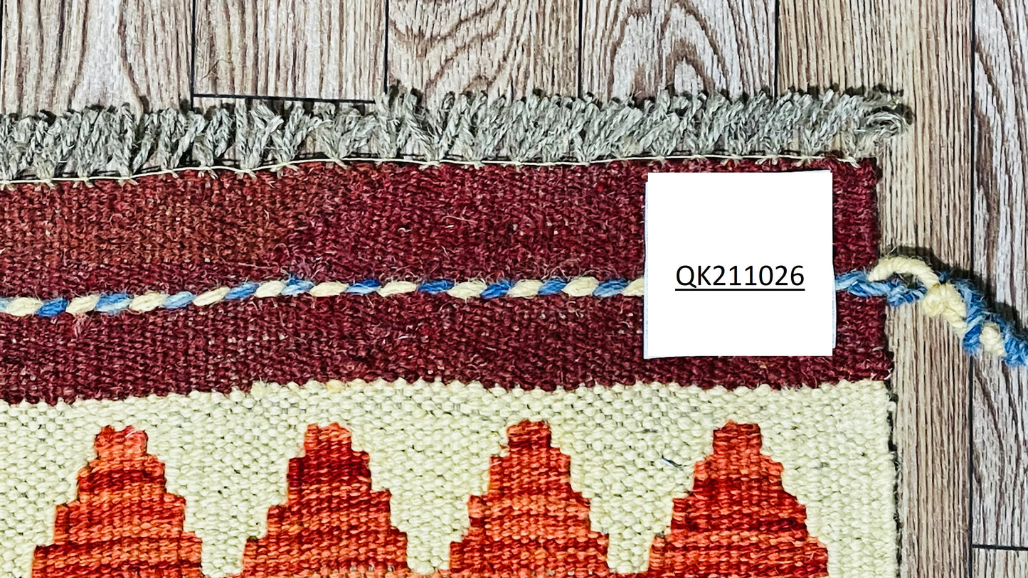 Colorful, Handwoven, Fine Afghan Maimana Kilim - Reversible Area Rug - 9’ 9’’ x 6’ 9’’