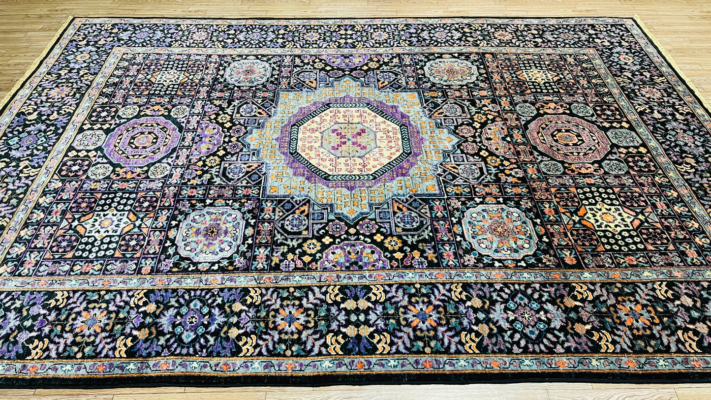 One of a Kind, Pure Wool, Naturally Dyed, Hand Knotted, Fine Afghan Tribal Mamluk Area Rug – 8’ 6’’ x 5’ 12’’