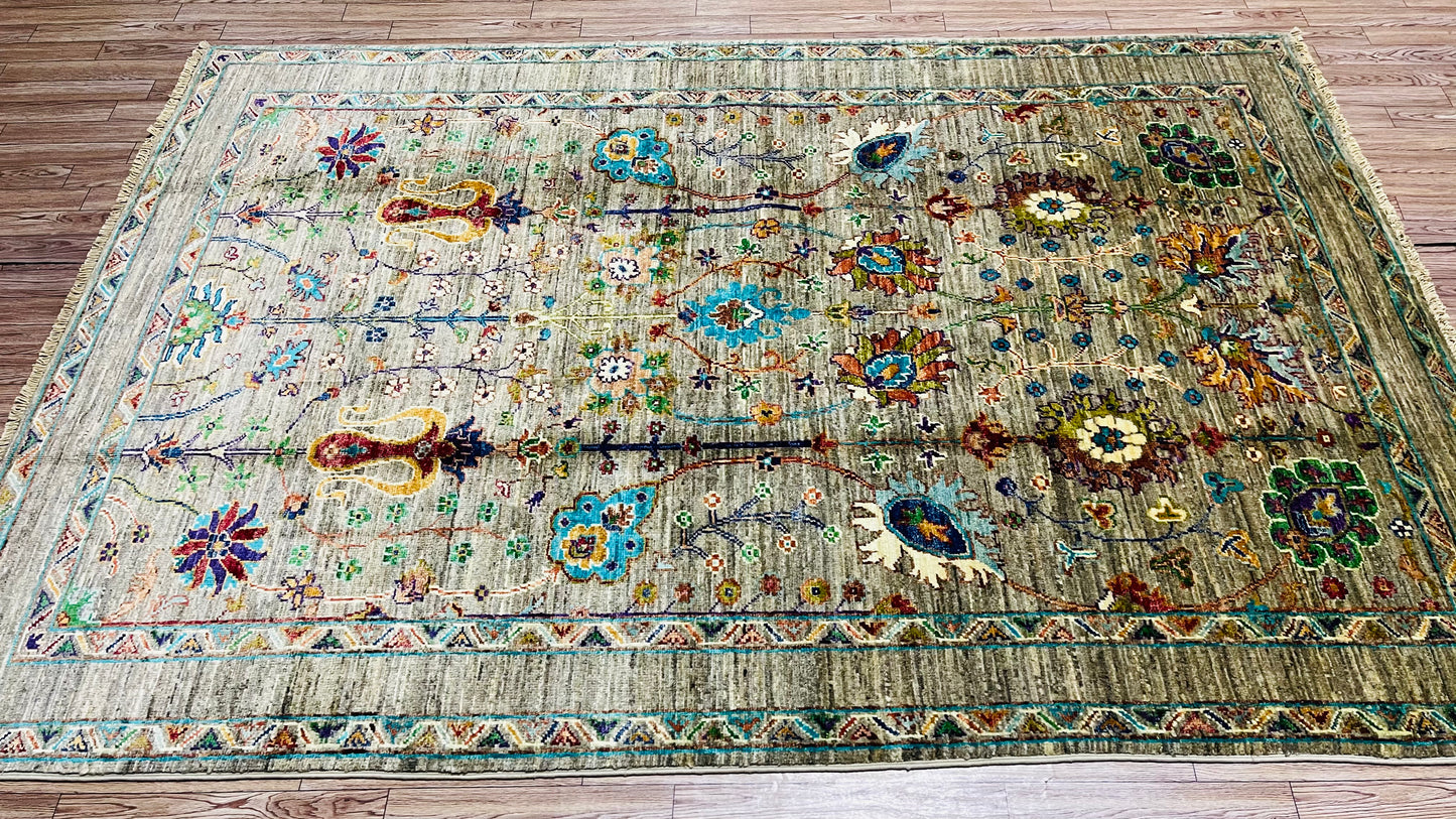 One of a Kind, Pure Wool, Naturally Dyed, Hand Knotted, Fine Afghan Traditional Sultani Area Rug – 6’ 2’’ x 4’ 1’’