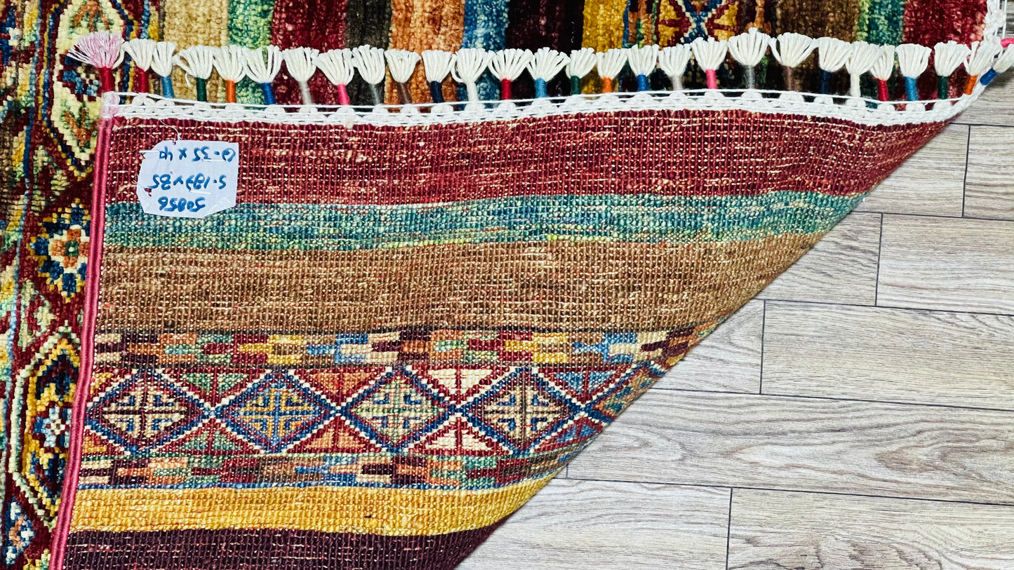 Afghan Handmade Rug - Tribal Khorjin – 4’ 0’’ x 2’ 8’’