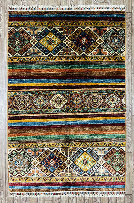 Afghan Handmade Rug - Tribal Khorjin Area Rug – 4’ 1’’ x 2’ 7’’