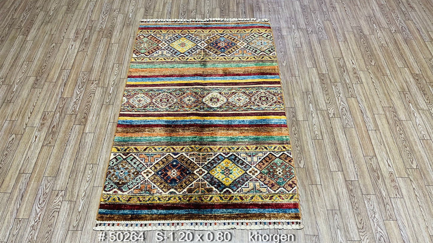 Afghan Handmade Rug - Tribal Khorjin Area Rug – 4’ 1’’ x 2’ 7’’