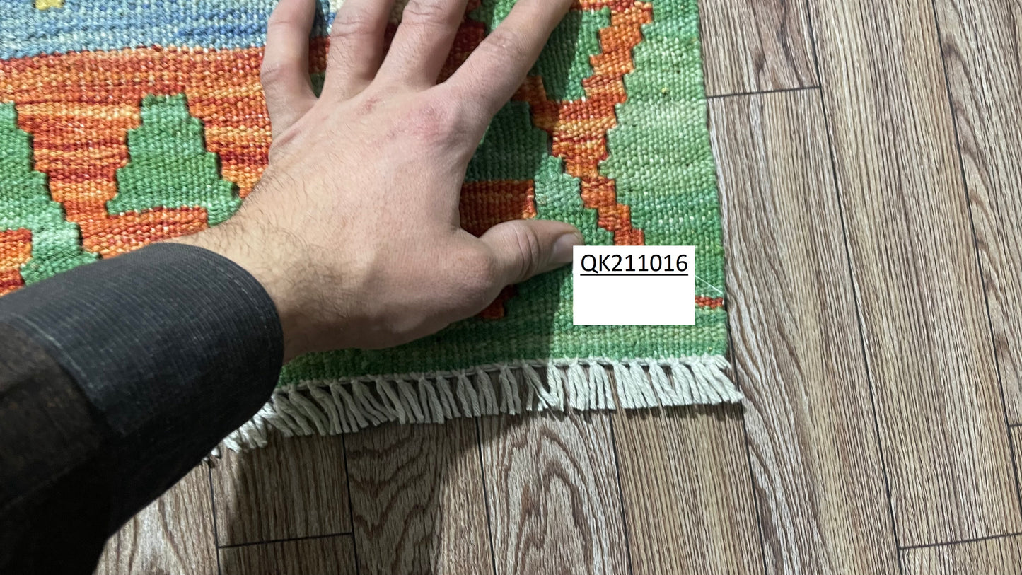 Colorful, Handwoven, Fine Afghan Maimana Kilim - Reversible Area Rug - 9’ 6’’ x 6’ 8’’