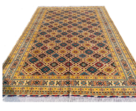 One of a Kind, Pure Wool, Naturally Dyed, Hand Knotted, Fine Afghan Tribal Merinos Area Rug – 11’ 6’’ x 8’ 6’’