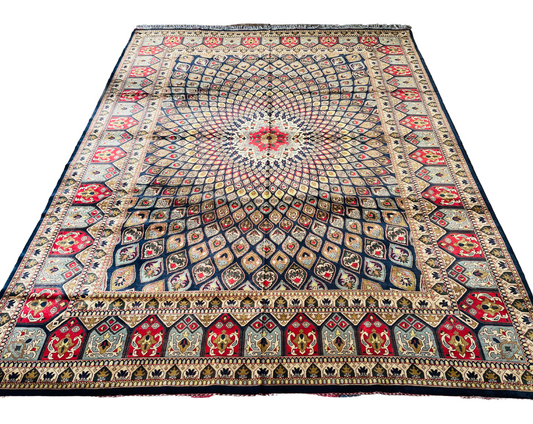 One of a Kind, Pure Wool, Naturally Dyed, Hand Knotted, Fine Afghan Tribal Merinos Area Rug – 12’ 10’’ x 9’ 11’’