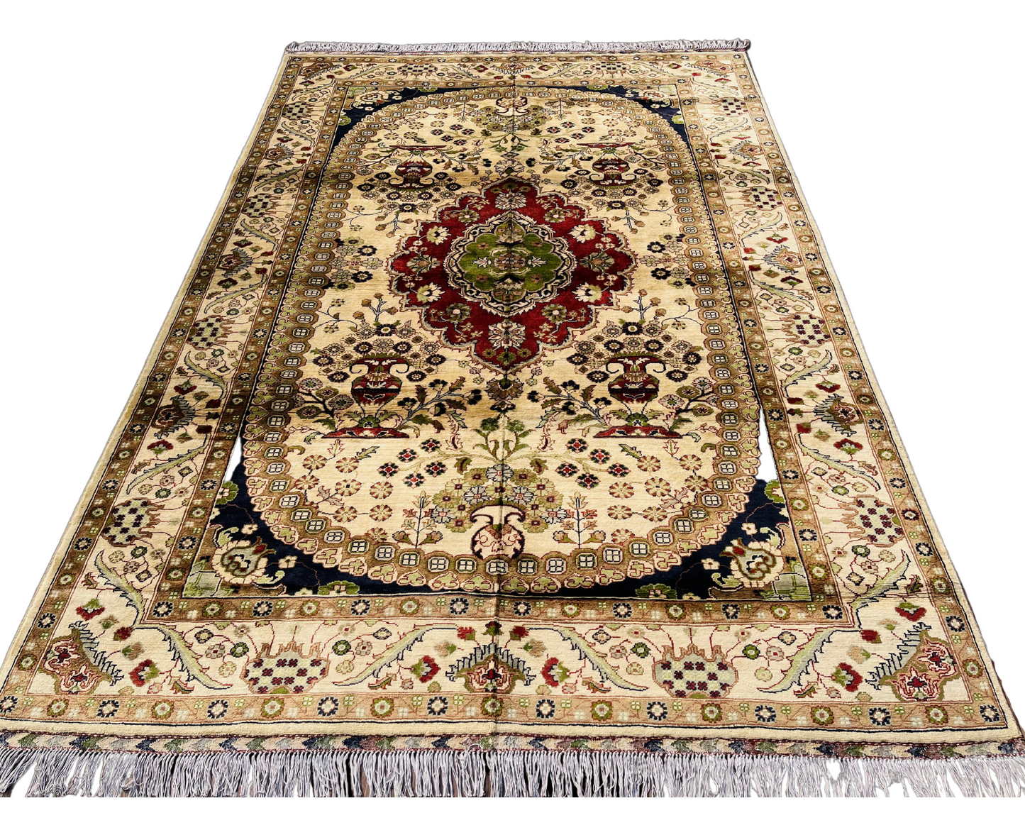 One of a Kind, Pure Wool, Naturally Dyed, Hand Knotted, Fine Afghan Tribal Merinos Area Rug – 9’ 7’’ x 6’ 8’’