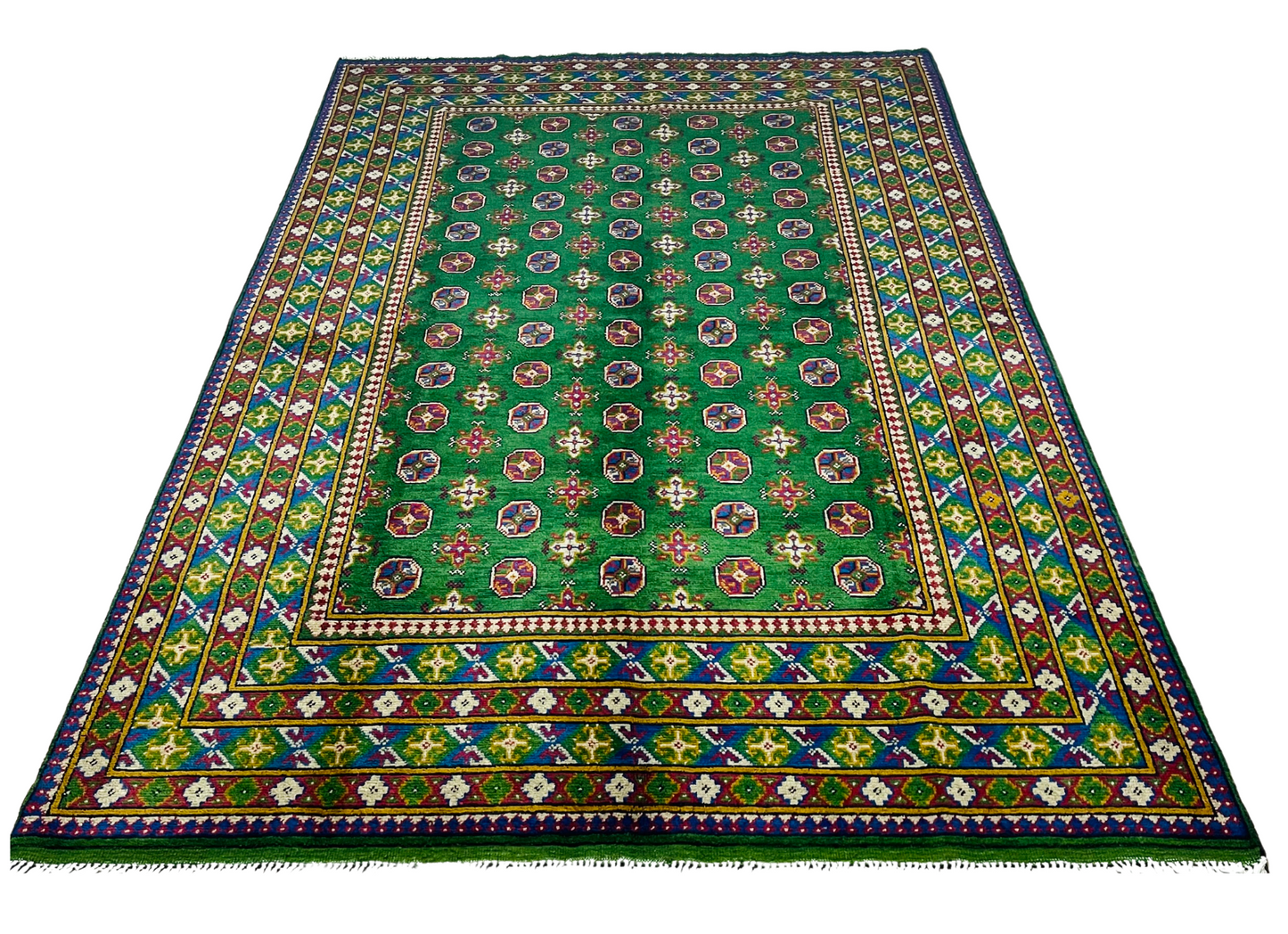 Pure Wool, Naturally Dyed, Hand Knotted, Fine Afghan Tribal Merinos Area Rug – 9’ 9’’ x 6’ 7’’