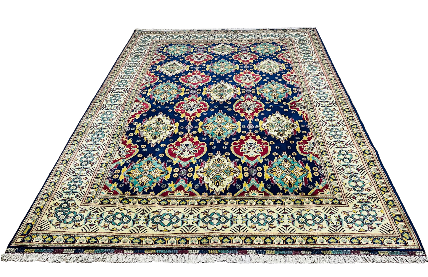 One of a Kind, Pure Wool, Naturally Dyed, Hand Knotted, Fine Afghan Tribal Merinos Area Rug – 9’ 1’’ x 6’ 8’’