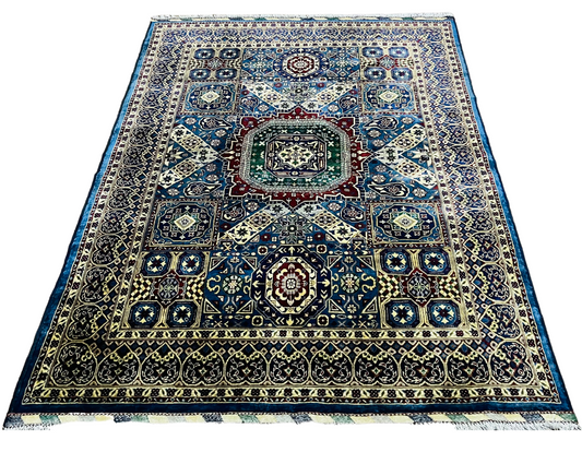 One of a Kind, Pure Wool, Naturally Dyed, Hand Knotted, Fine Afghan Tribal Merinos Area Rug – 6’ 10’’ x 4’ 10’’