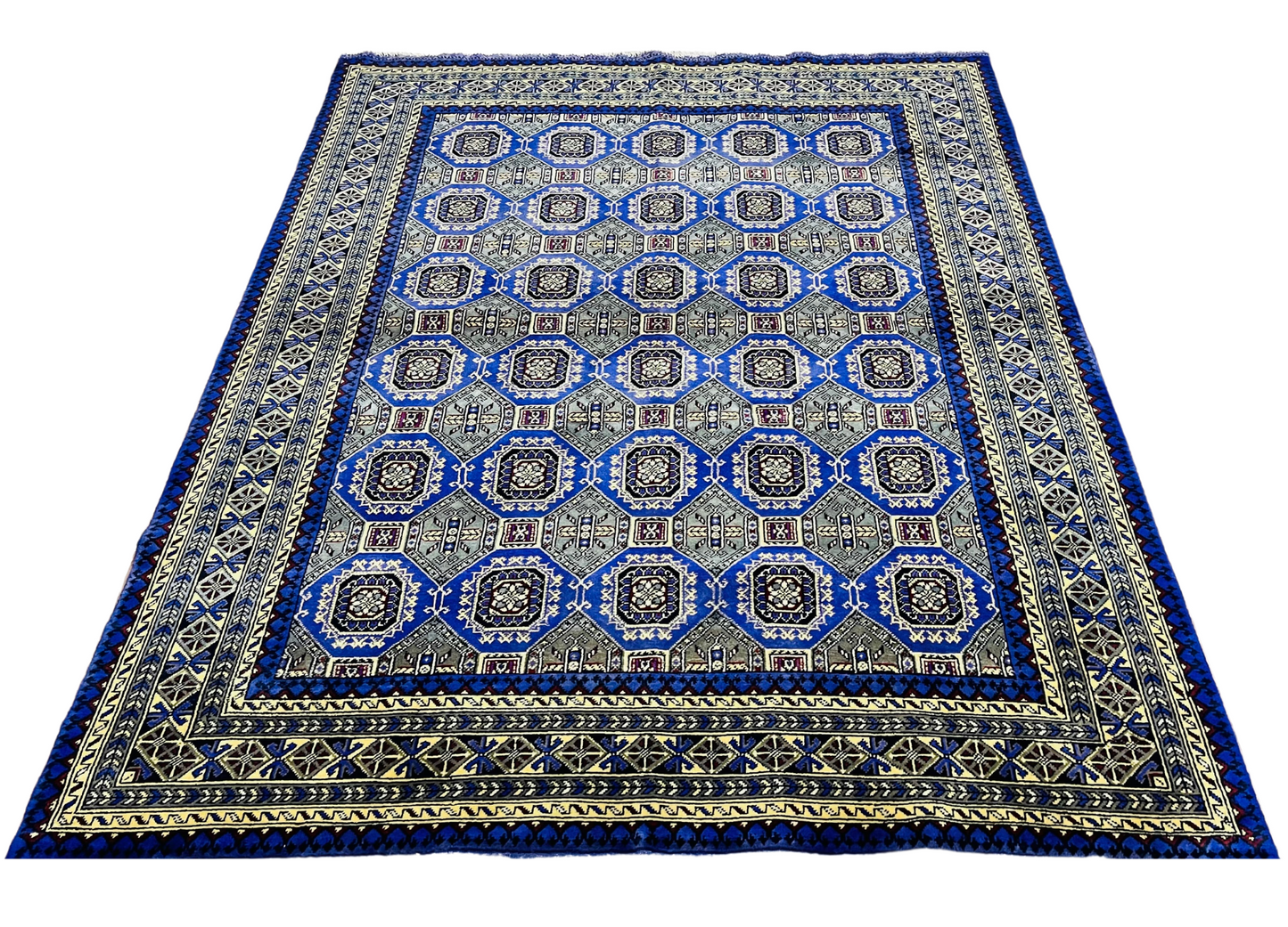 One of a Kind, Pure Wool, Naturally Dyed, Hand Knotted, Fine Afghan Tribal Merinos Area Rug – 6’ 9’’ x 5’ 1’’