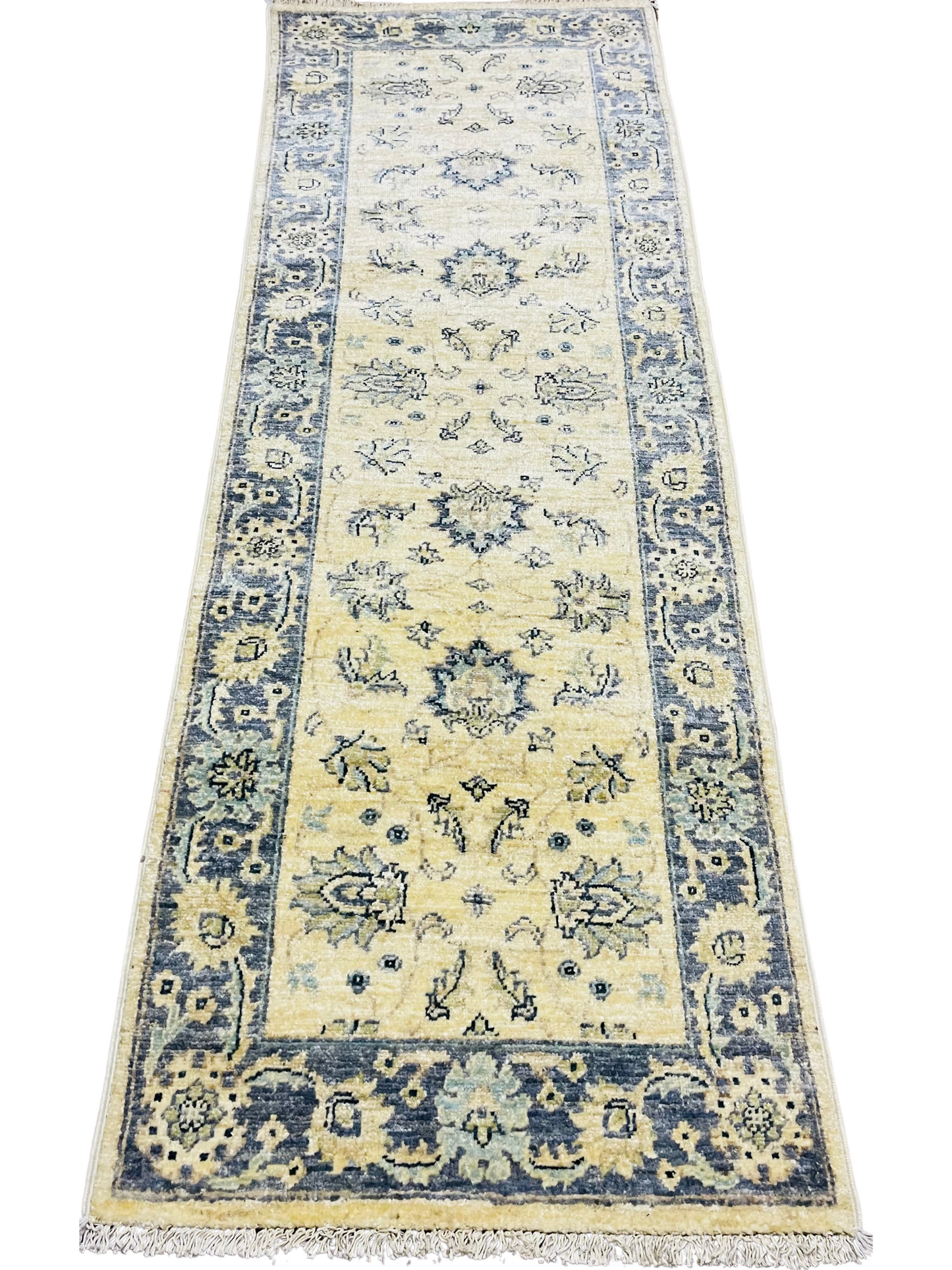 One of a Kind, Fine, Pure Wool, Naturally Dyed, Hand Knotted, Afghan Traditional Chobi Runner Rug - 5’ 7’’ x 1’ 11’’