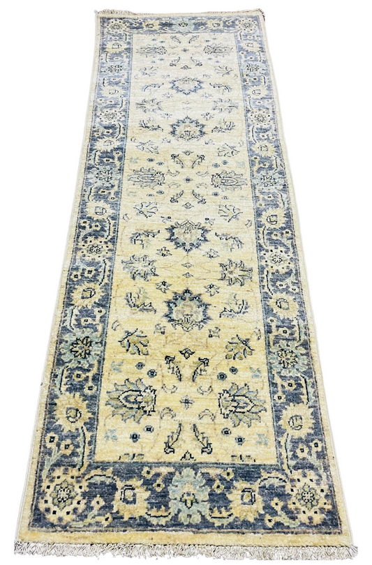 Pure Wool, Naturally Dyed, Hand Knotted, Fine Afghan Traditional Chobi Runner Rug - 5' 6'' x 1' 10''