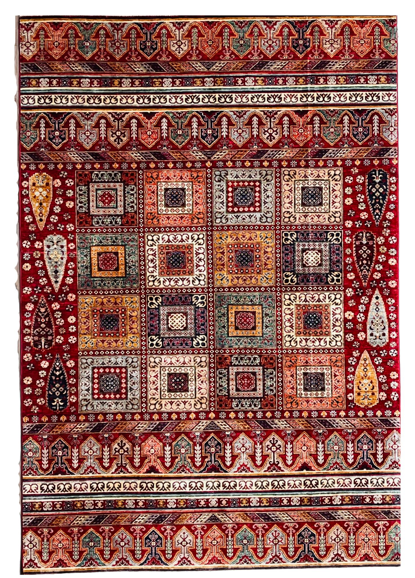 One of a kind, Pure Wool, Naturally Dyed, Hand Knotted, Fine Afghan Traditional Waziri Area Rug – 10’ 1’’ x 6’ 10’’