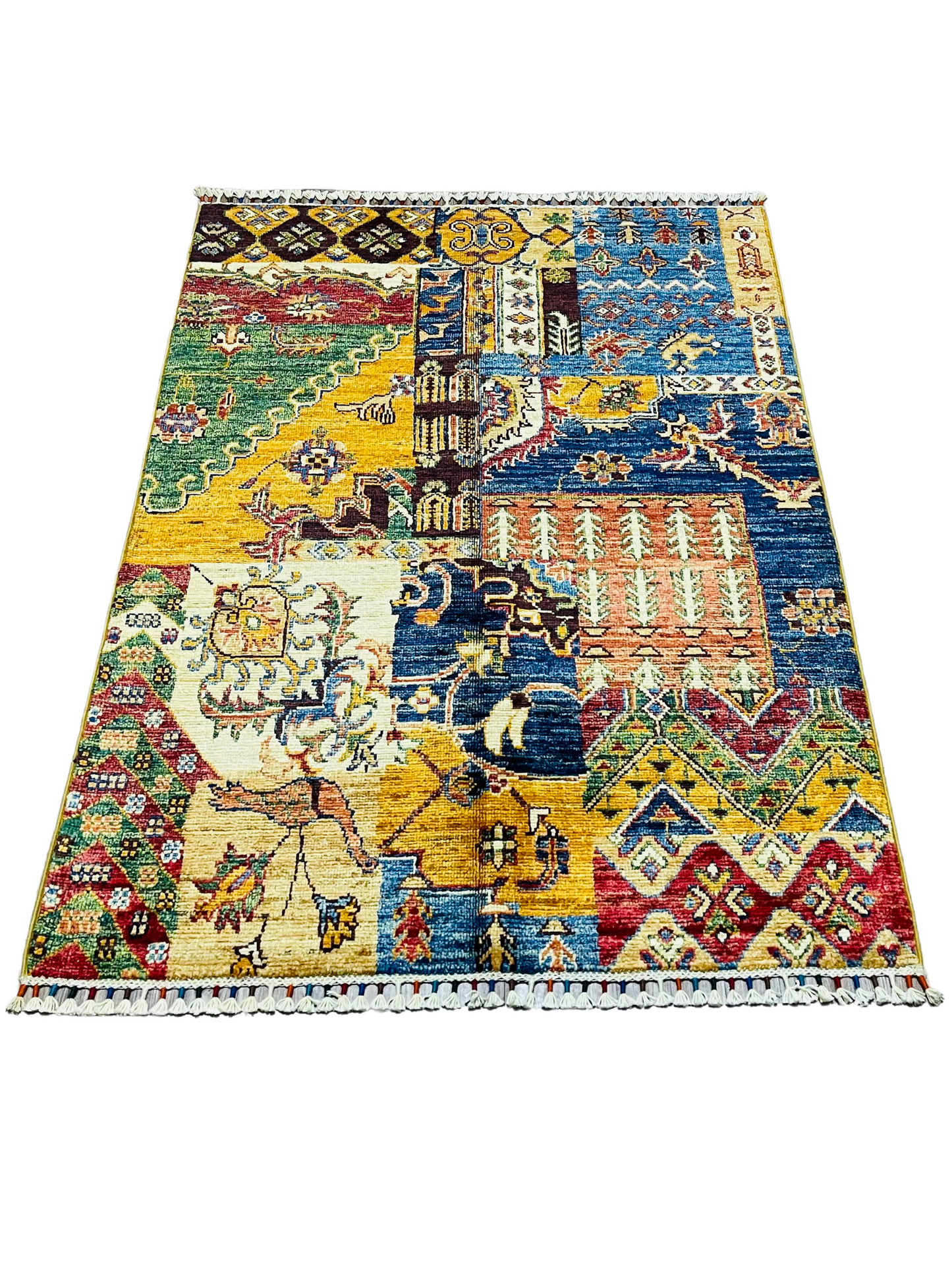 One of a Kind, Fine, Pure Wool, Naturally Dyed, Hand Knotted, Afghan Traditional Chobi Area Rug - 4’ x 2’ 9’’