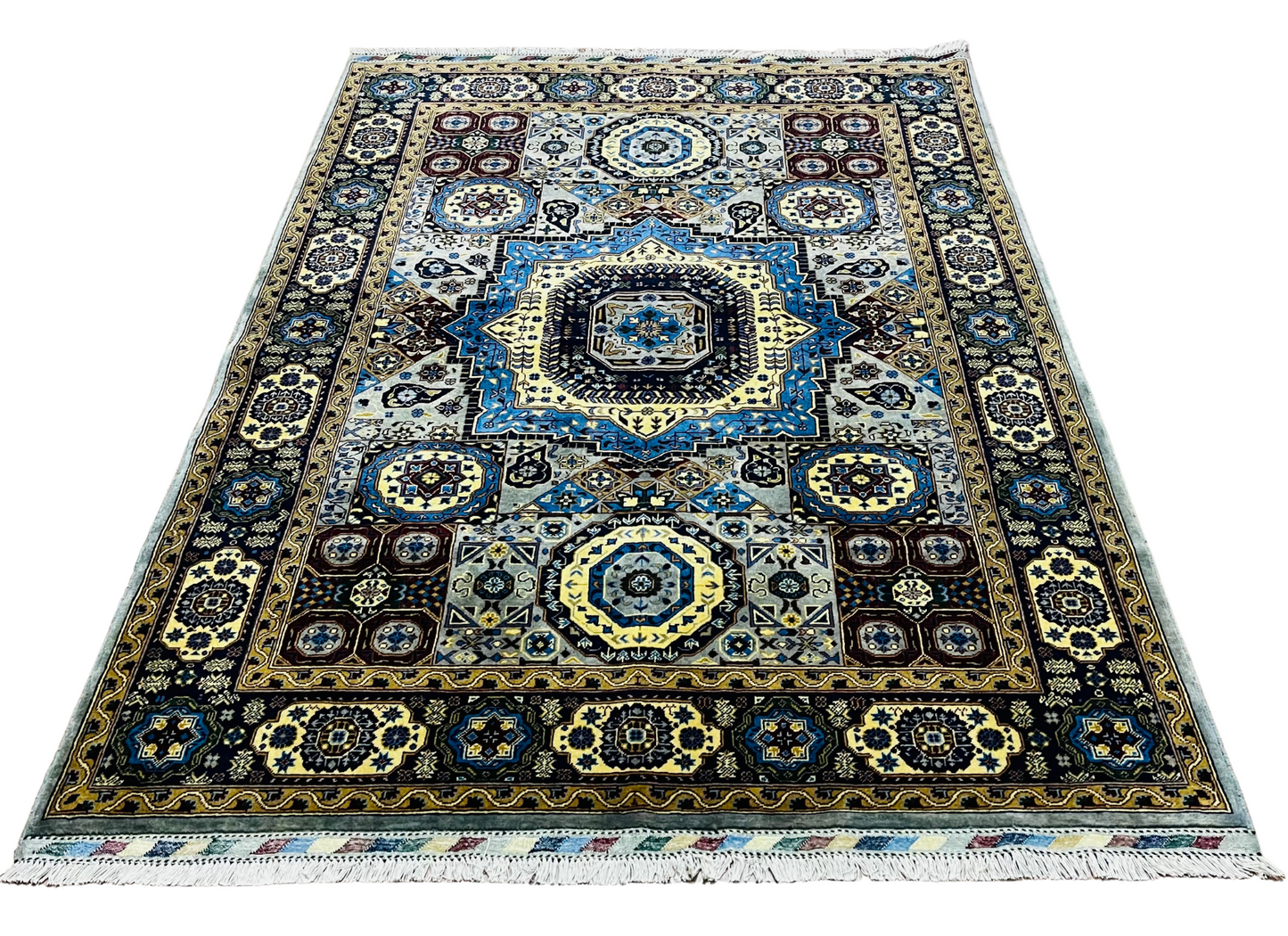 One of a Kind, Pure Wool, Naturally Dyed, Hand Knotted, Fine Afghan Tribal Mamluk Area Rug – 7’ 5’’ x 5’ 6’’