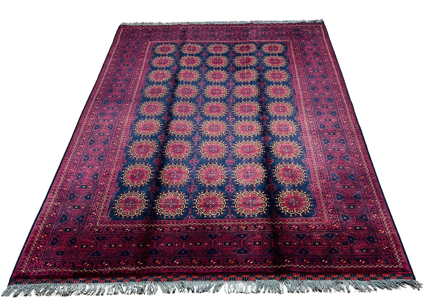 Pure Wool, Naturally Dyed, Hand Knotted, Fine Afghan Traditional Feel Pai Area Rug – 7’ 6’’ x 5’ 5’’