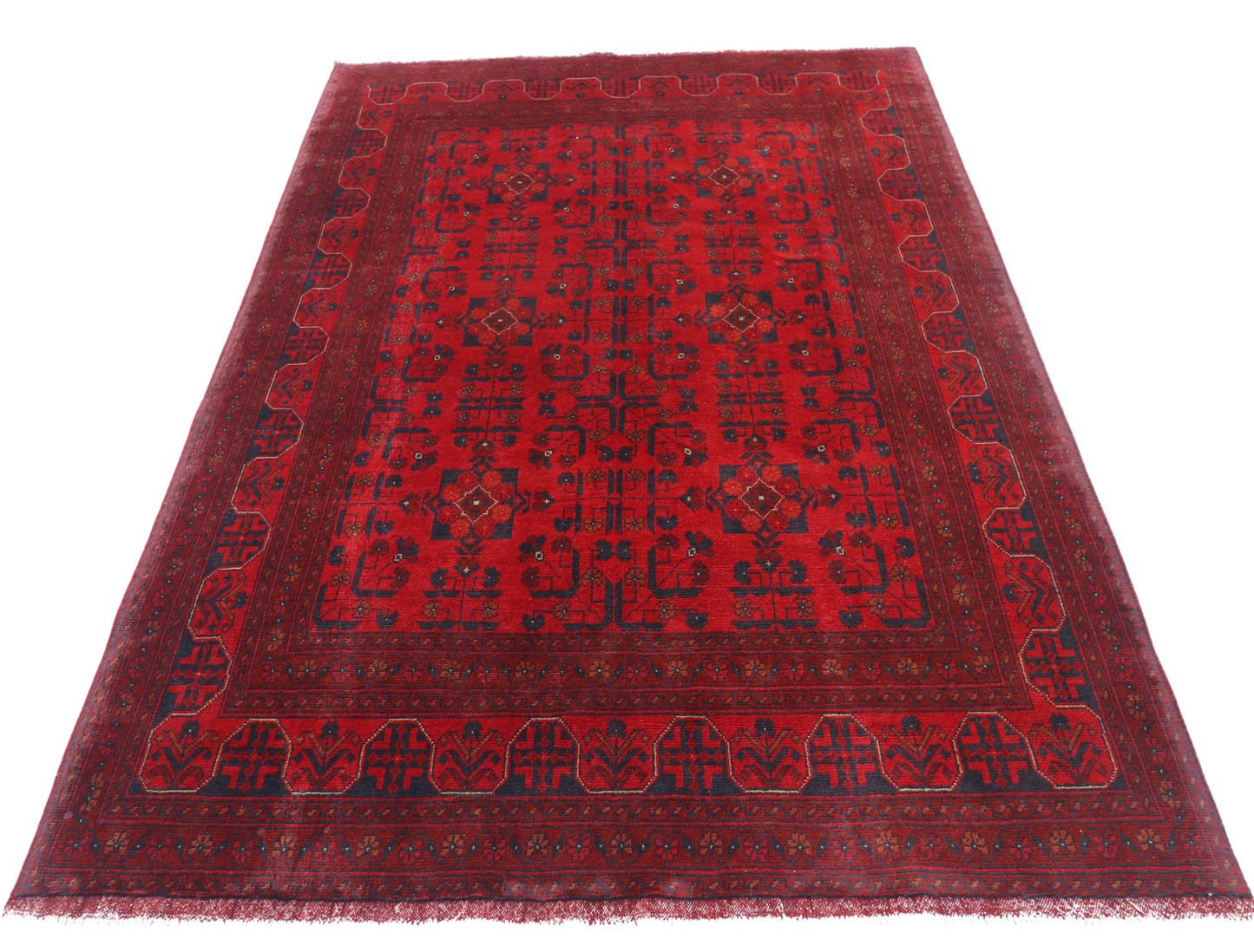 Pure Wool, Naturally Dyed, Hand Knotted, Fine Afghan Traditional Khal Mohammadi Area Rug – 6’ 6’’ x 4’ 12’’