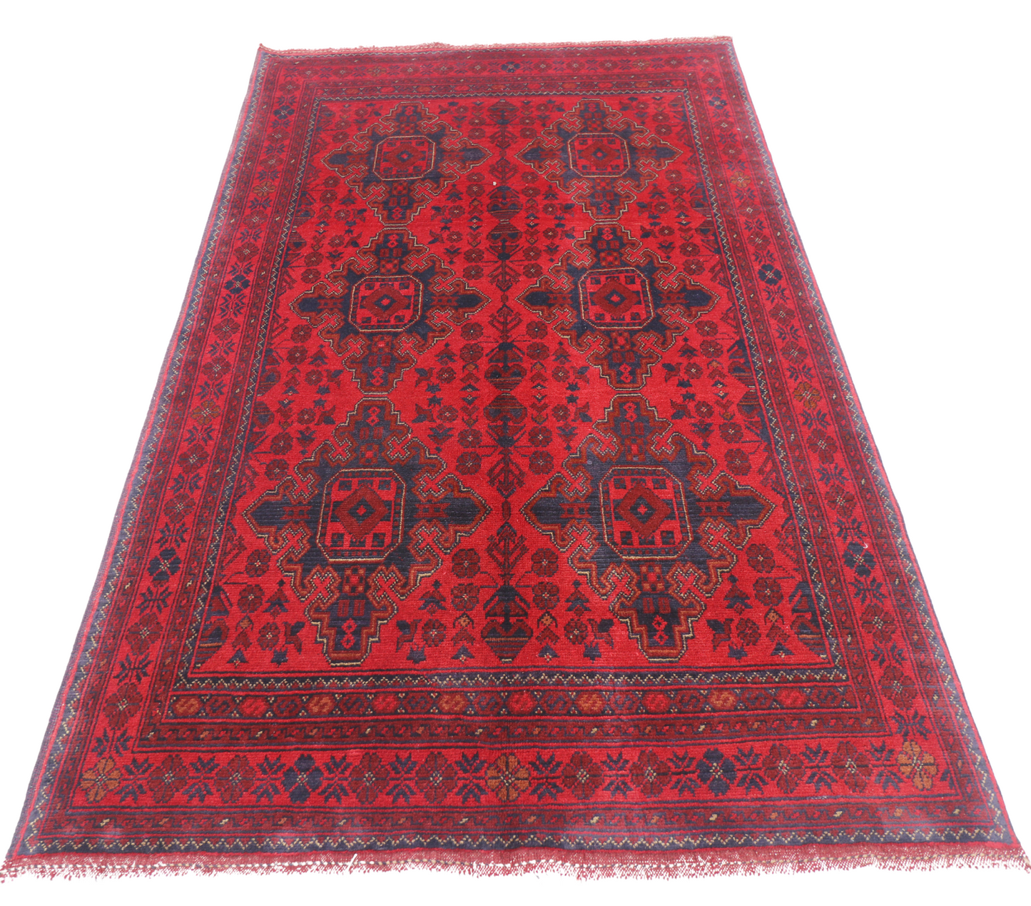 Pure Wool, Naturally Dyed, Hand Knotted, Fine Afghan Traditional Khal Mohammadi Area Rug – 6’ 5’’ x 4’ 1’’