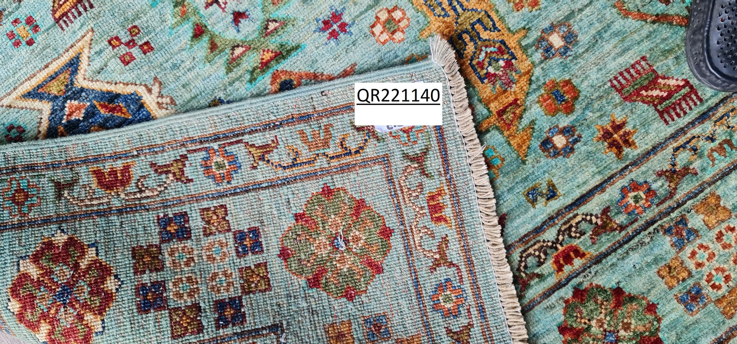 One of a Kind, Pure Wool, Naturally Dyed, Hand Knotted, Fine Afghan Traditional Waziri Area Rug - 8' 0'' x 5' 9''