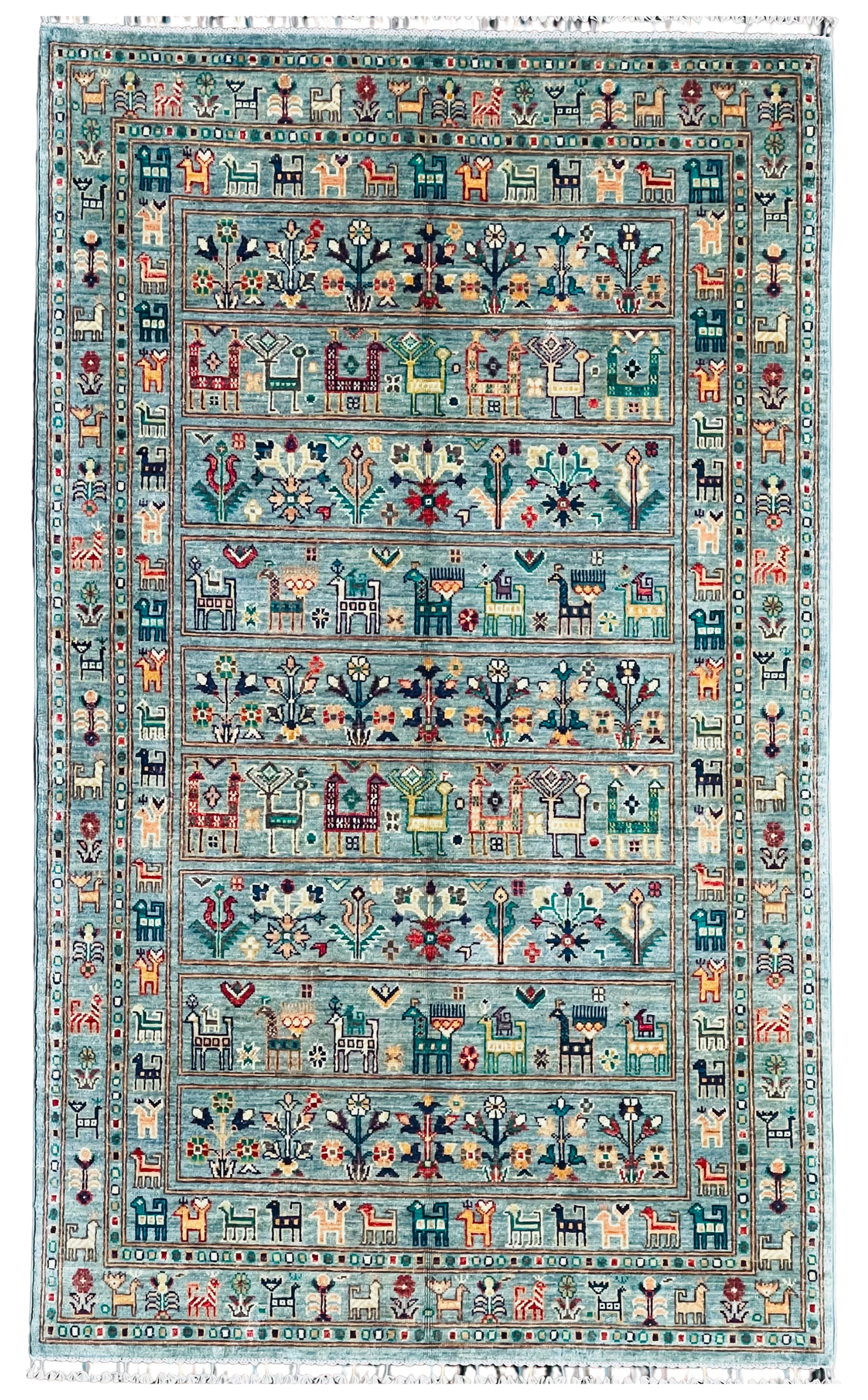 One of a Kind, Pure Wool, Naturally Dyed, Hand Knotted, Fine Afghan Traditional Chobi Area Rug – 6’ 9’’ x 3’ 11’’