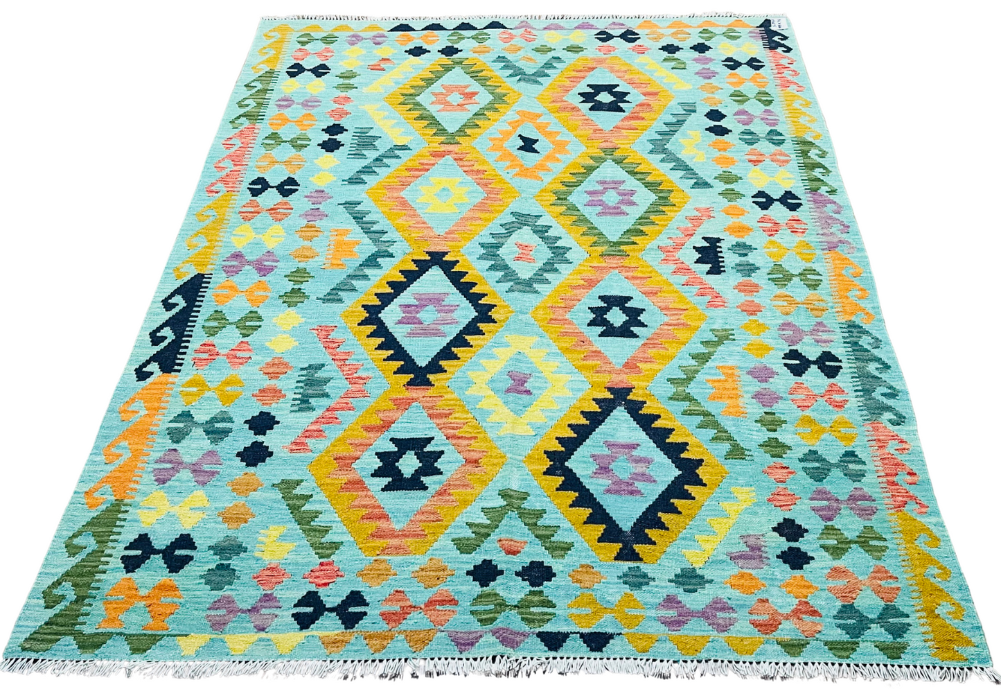 Colorful, Handwoven, Fine Afghan Maimana Kilim - Reversible Area Rug - 6’ 5’’ x 4’ 9’’