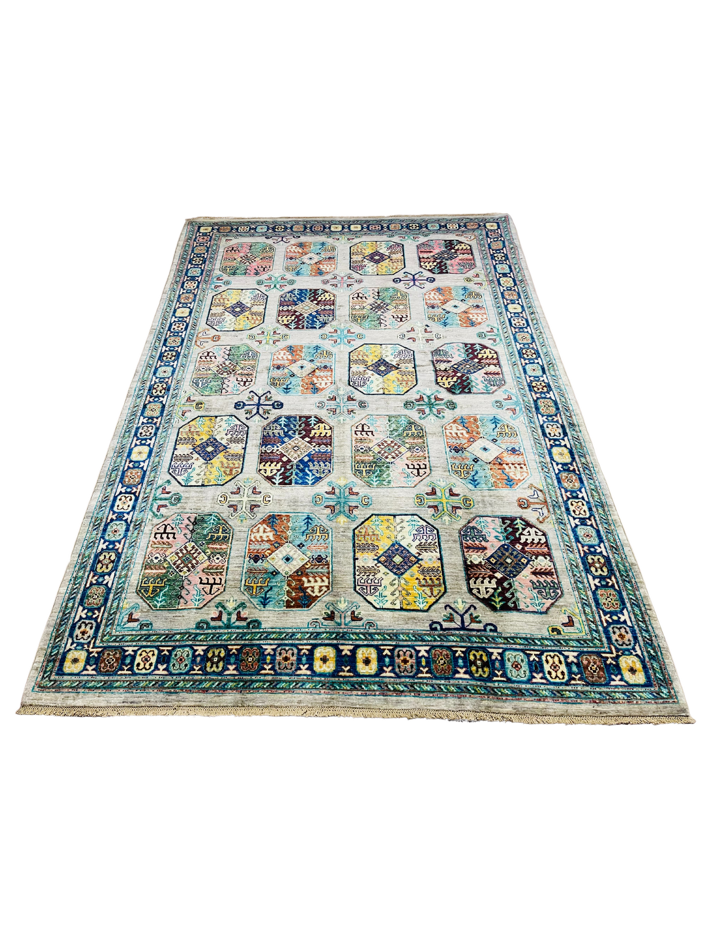 One of a Kind, Pure Wool, Naturally Dyed, Hand Knotted, Fine Afghan Traditional Feel Pai Area Rug – 8’ 2’’ x 5’ 6’’