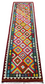 Colorful, Handwoven, Fine Afghan Maimana Kilim - Reversible Runner Rug - 9’ 9’’ x 2’ 9’’