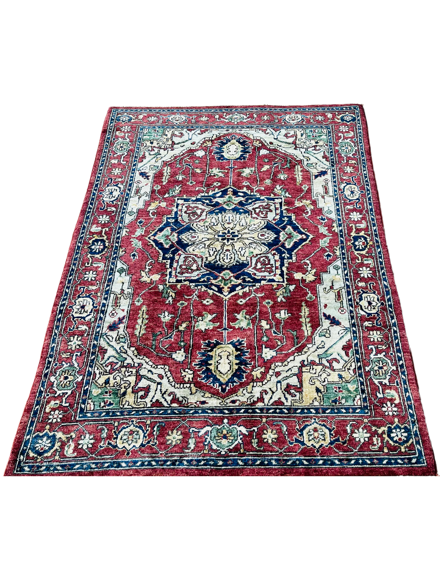 One of a Kind, Pure Wool, Naturally Dyed, Hand Knotted, Fine Afghan Traditional Haris Area Rug – 6’ 0’’ x 3’ 10’’