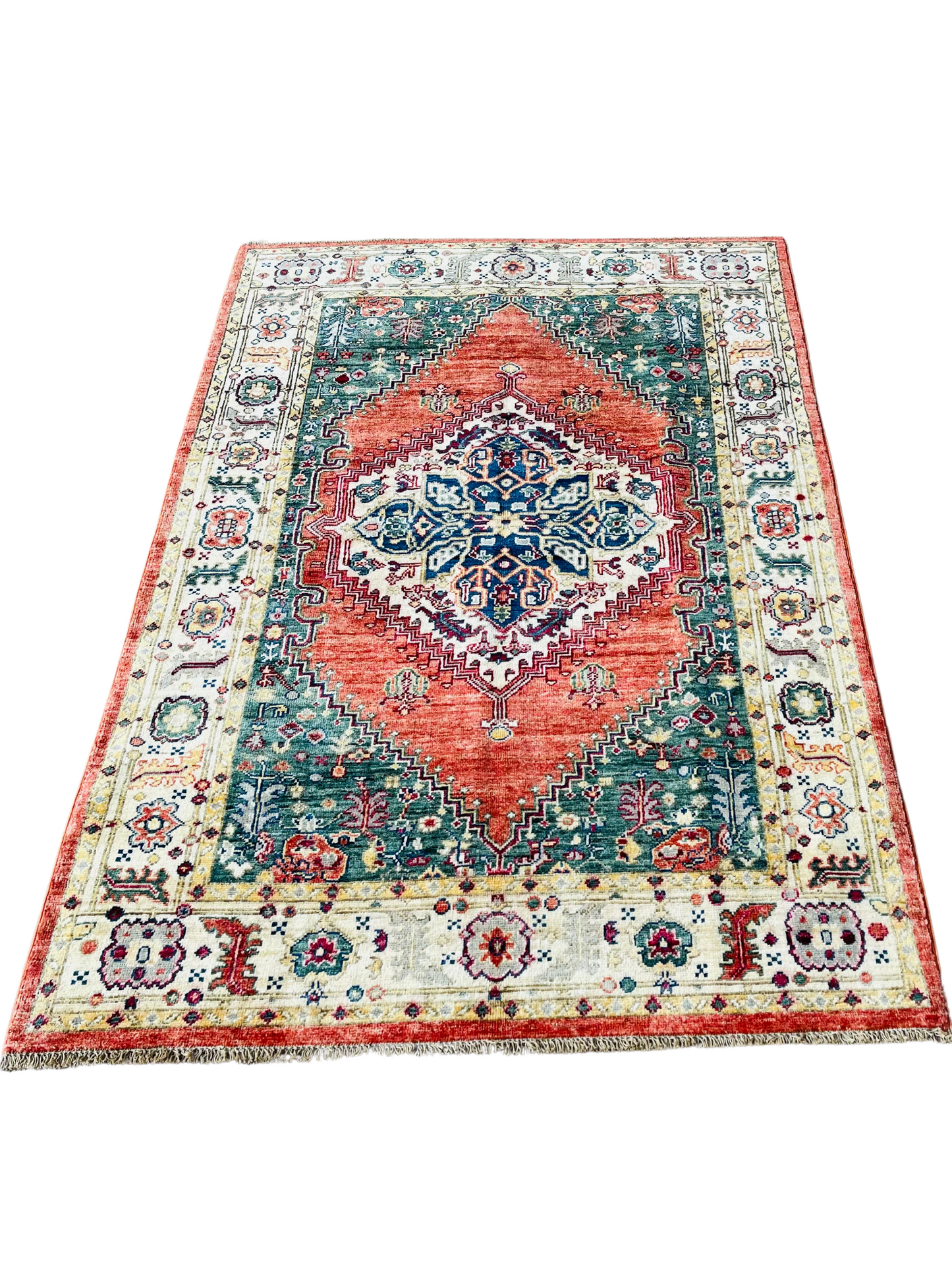 One of a Kind, Pure Wool, Naturally Dyed, Hand Knotted, Fine Afghan Traditional Haris Area Rug – 5’ 12’’ x 3’ 11’’