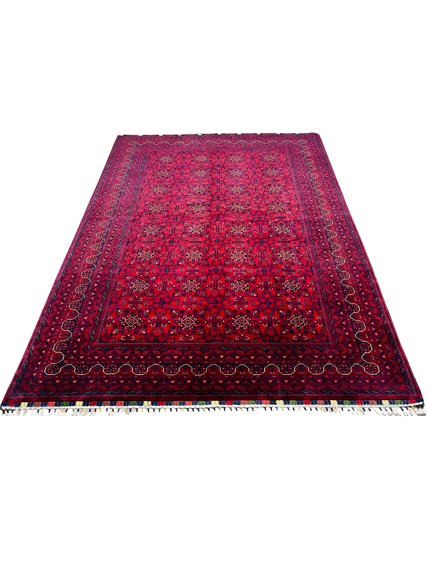 Pure Wool, Naturally Dyed, Hand Knotted, Fine Afghan Traditional Khal Mohammadi Area Rug – 9’ 10’’ x 6’ 6’’