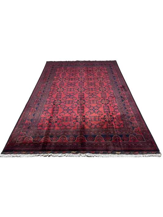 Pure Wool, Naturally Dyed, Hand Knotted, Fine Afghan Traditional Khal Mohammadi Area Rug – 9’ 11’’ x 6’ 6’’