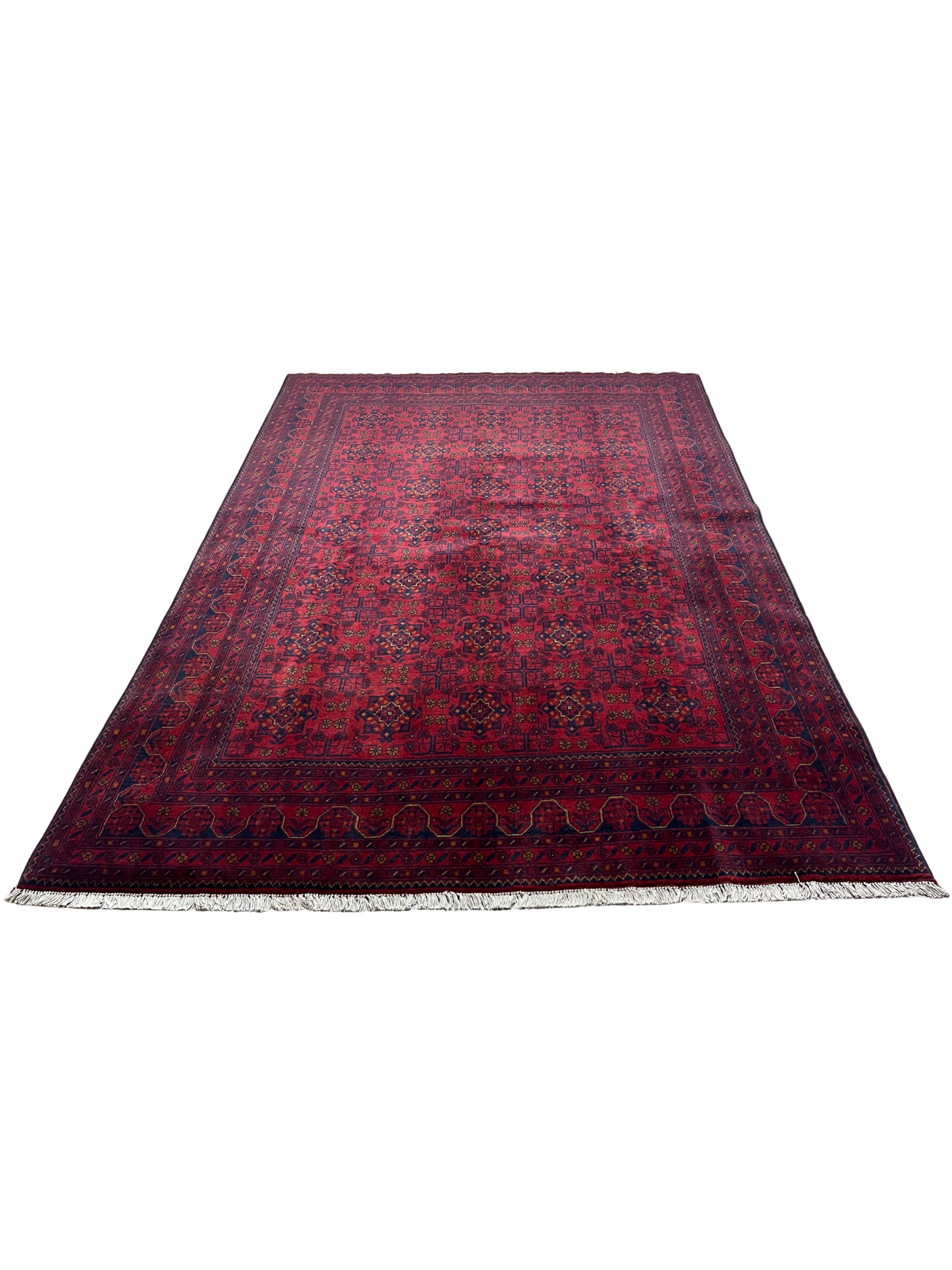 Pure Wool, Naturally Dyed, Hand Knotted, Fine Afghan Traditional Khal Mohammadi Area Rug – 9’ 9’’ x 6’ 7’’