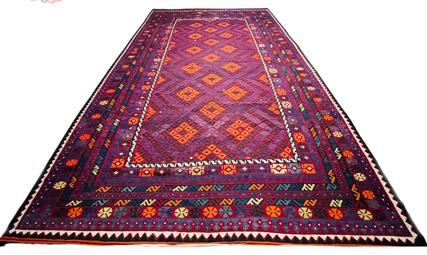 Afghan Handmade Rugd -  Ghalmori Kilim - 16’ 7’’ x 9’ 8'’