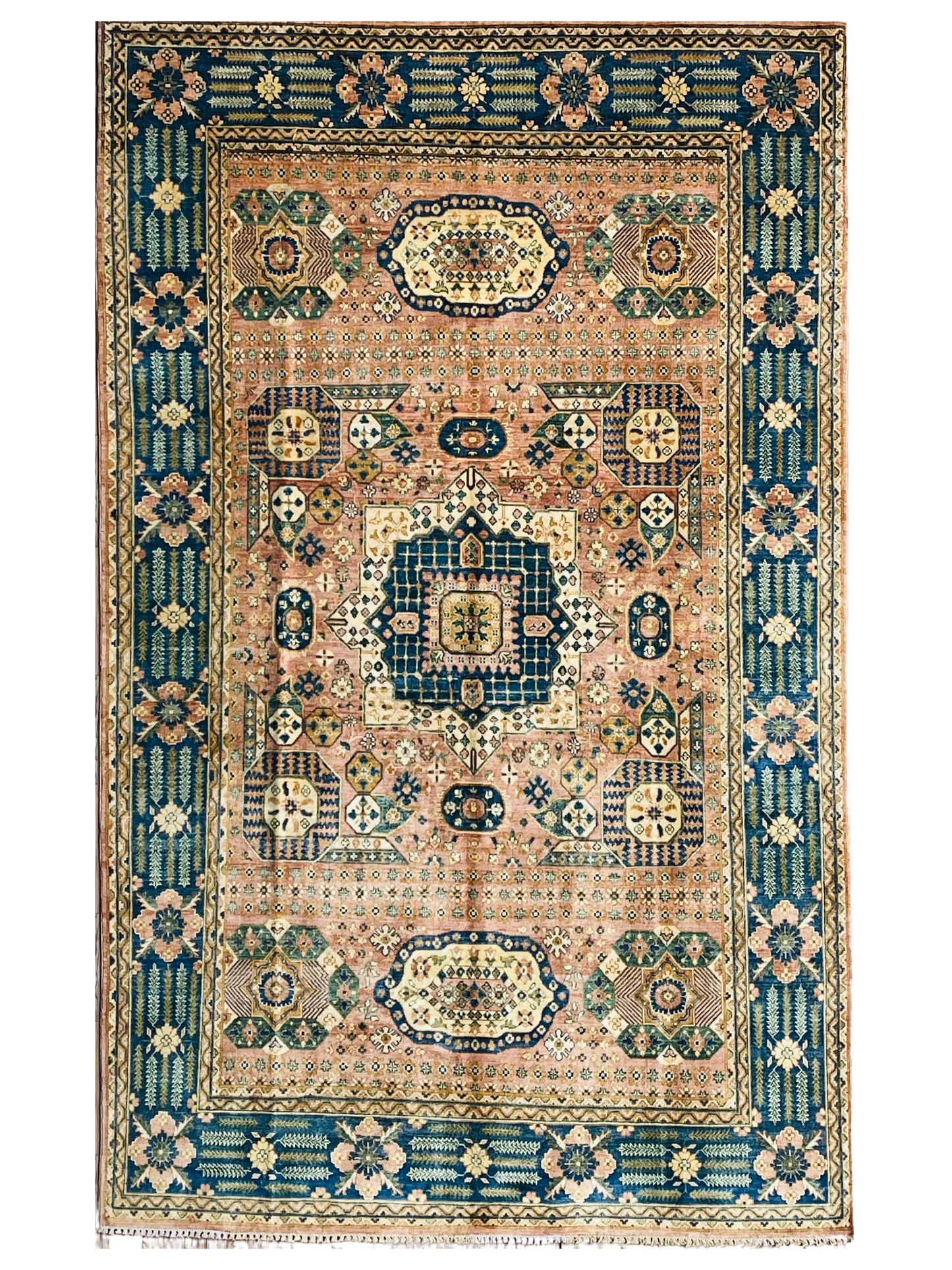 One of a Kind, Pure Wool, Naturally Dyed, Hand Knotted, Fine Afghan Tribal Mamluk Area Rug – 10’ 6’’ x 6’ 6’’