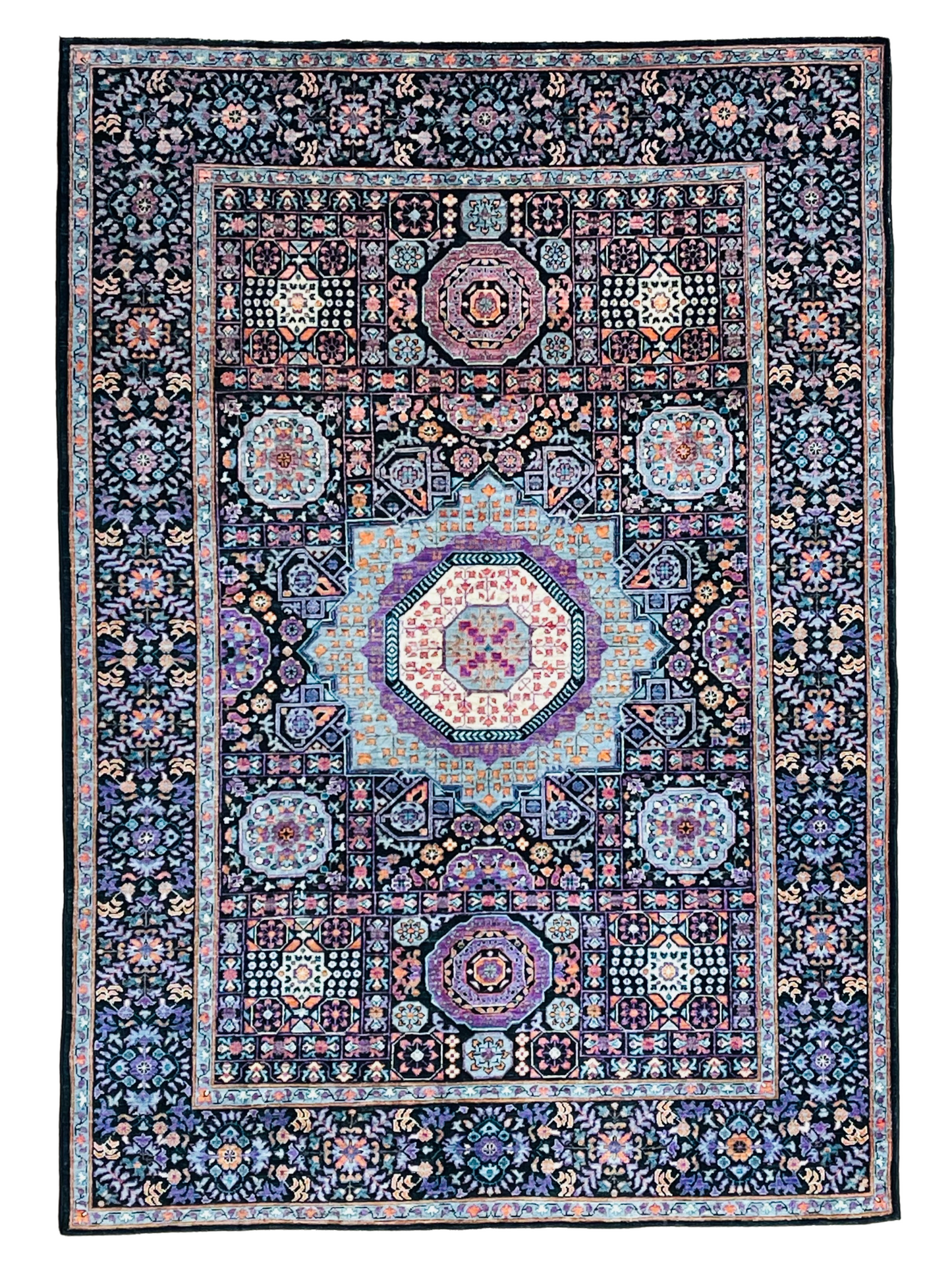 One of a Kind, Pure Wool, Naturally Dyed, Hand Knotted, Fine Afghan Tribal Mamluk Area Rug – 8’ 6’’ x 5’ 12’’