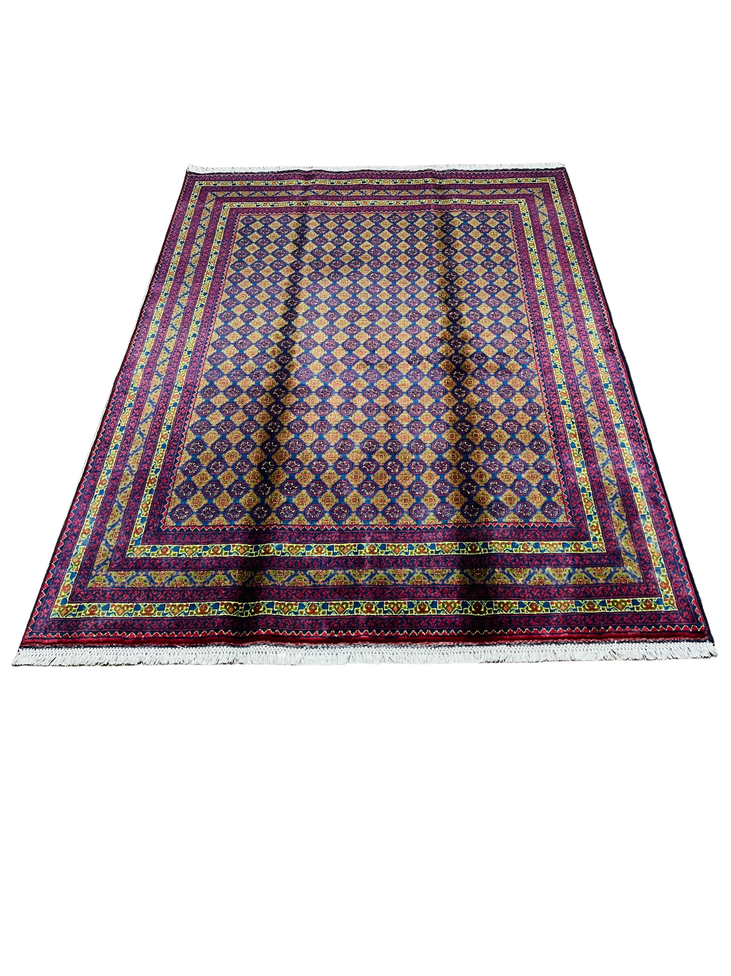 Beautiful, Pure Wool, Naturally Dyed, Hand Knotted, Fine Afghan Traditional Mauri Gul Area Rug – 6’ 5’’ x 4’ 10’’