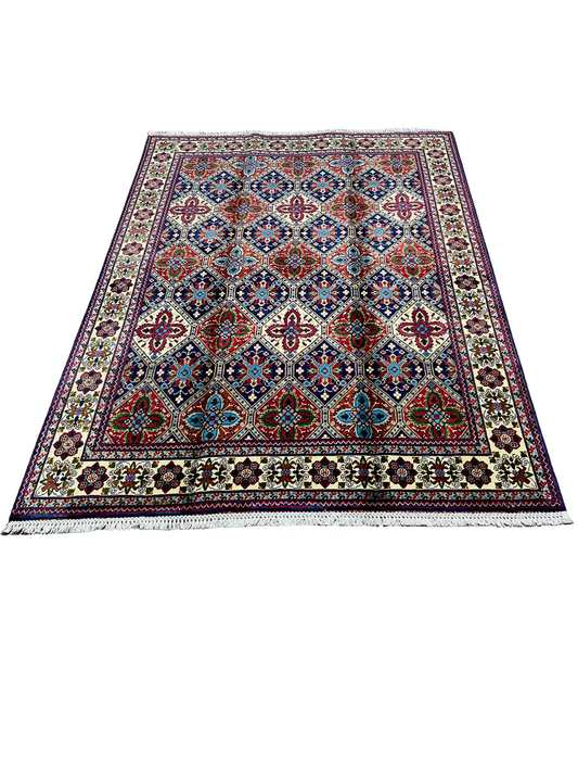 One of a Kind, Pure Wool, Naturally Dyed, Hand Knotted, Fine Afghan Tribal Merinos Area Rug – 6’ 6’’ x 4’ 9’’