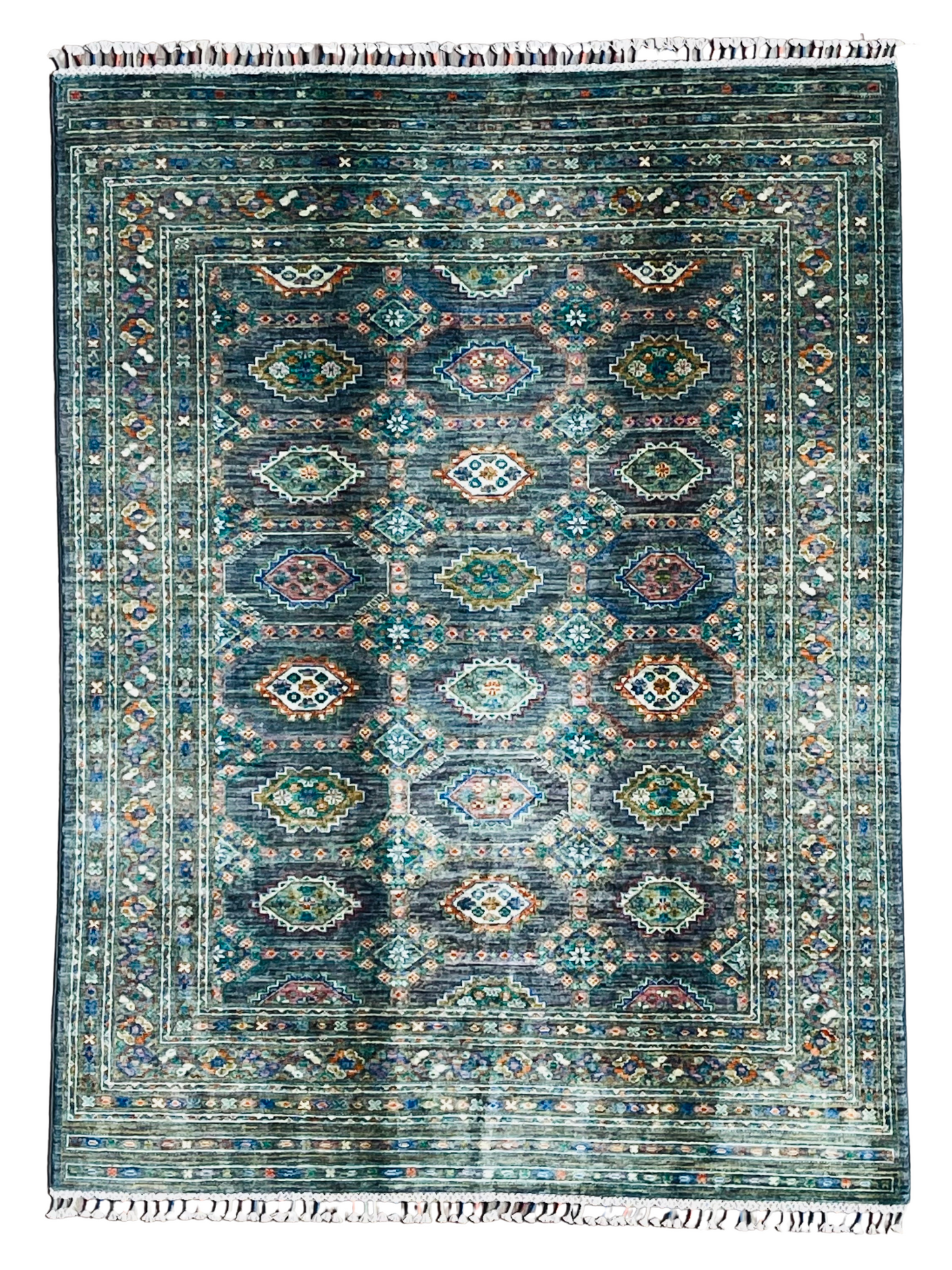 One of a Kind, Fine, Pure Wool, Naturally Dyed, Hand Knotted, Afghan Traditional Waziri Area Rug - 7’ 1’’ x 5’ 5’’