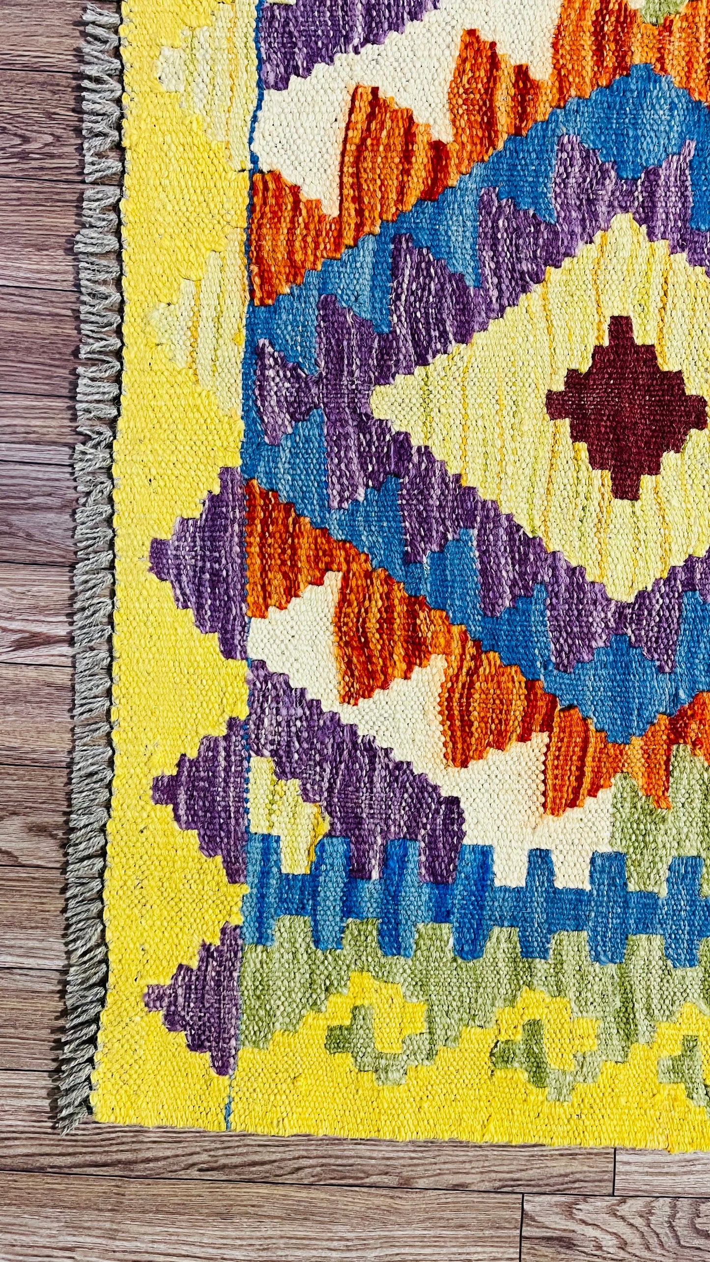 Colorful, Handwoven, Fine Afghan Maimana Kilim - Reversible Runner Rug - 9’ 9’’ x 2’ 6’’