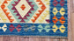 Colorful, Handwoven, Fine Afghan Maimana Kilim - Reversible Runner Rug - 9’ 8’’ x 2’ 9’’