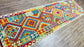 Colorful, Handwoven, Fine Afghan Maimana Kilim - Reversible Runner Rug - 9’ 7’’ x 2’ 9’’