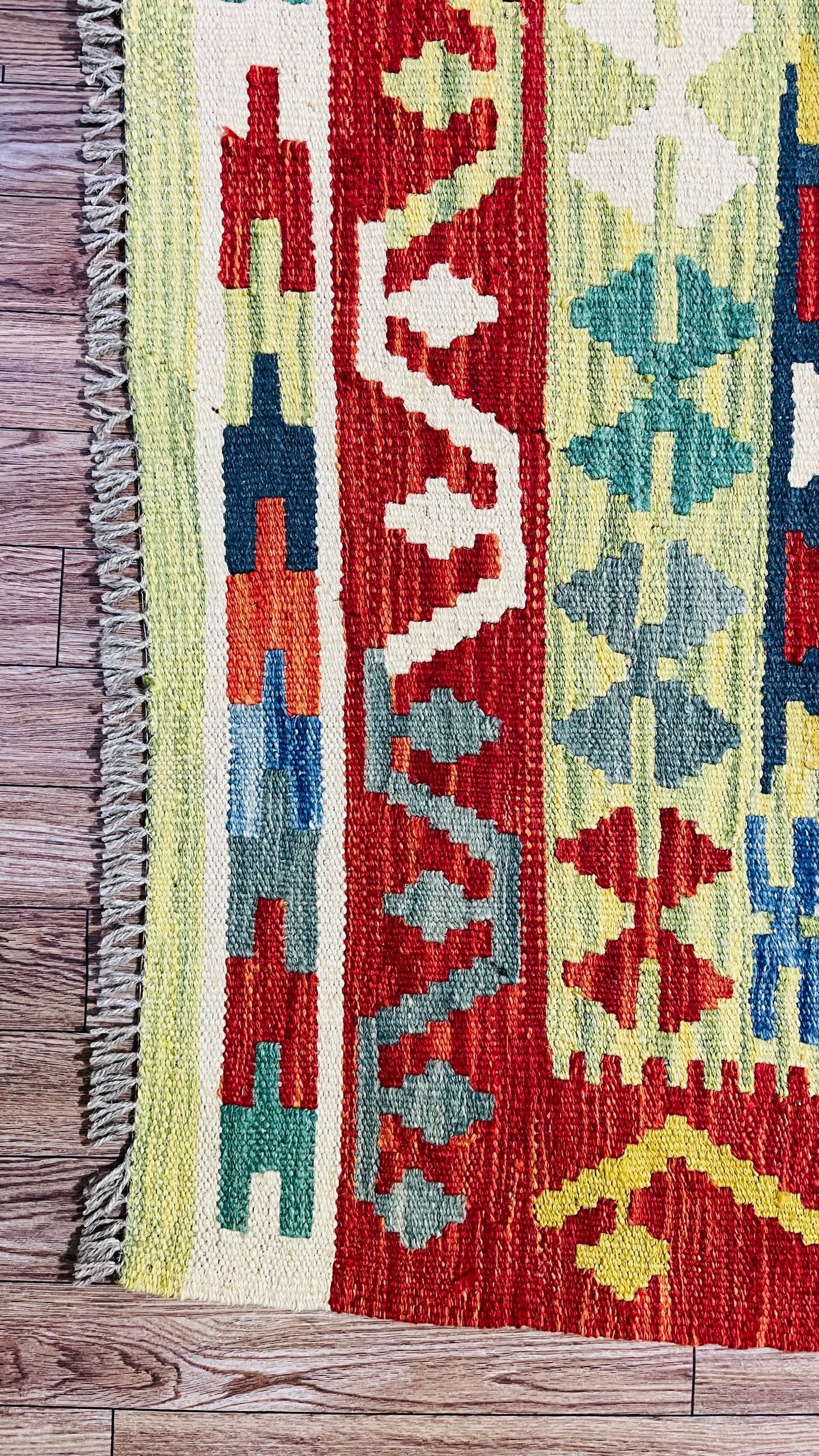 Colorful, Handwoven, Fine Afghan Maimana Kilim - Reversible Runner Rug - 9’ 11’’ x 2’ 9’’