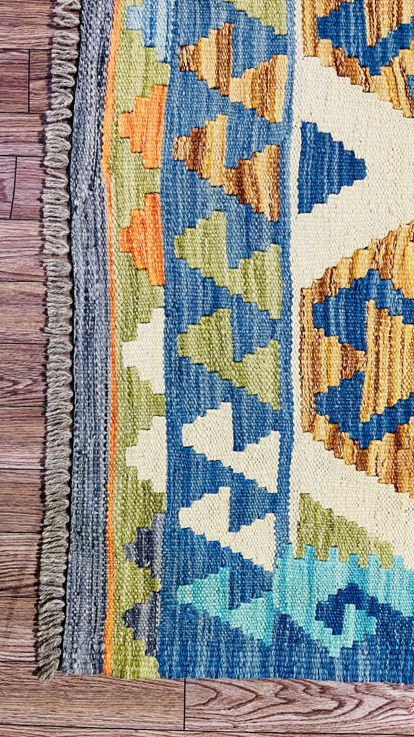 Colorful, Handwoven, Fine Afghan Maimana Kilim - Reversible Runner Rug - 9’ 9’’ x 2’ 7’’