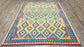 Colorful, Handwoven, Fine Afghan Maimana Kilim - Reversible Area Rug - 9’ 7’’ x 6’ 10’’