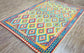 Colorful, Handwoven, Fine Afghan Maimana Kilim - Reversible Area Rug - 9’ 7’’ x 6’ 10’’