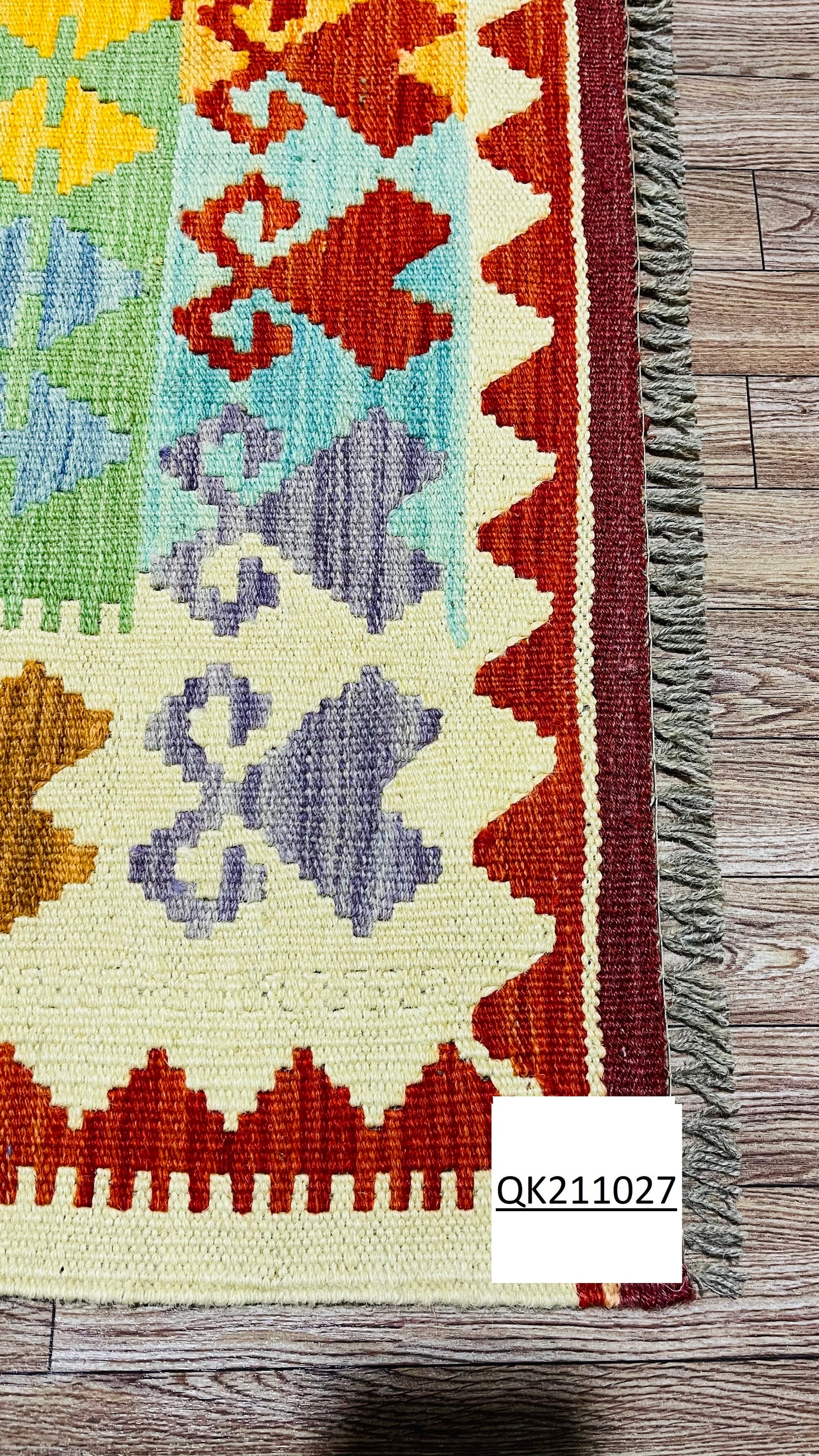 Colorful, Handwoven, Fine Afghan Maimana Kilim - Reversible Area Rug - 7’ 3’’ x 5’ 2’’