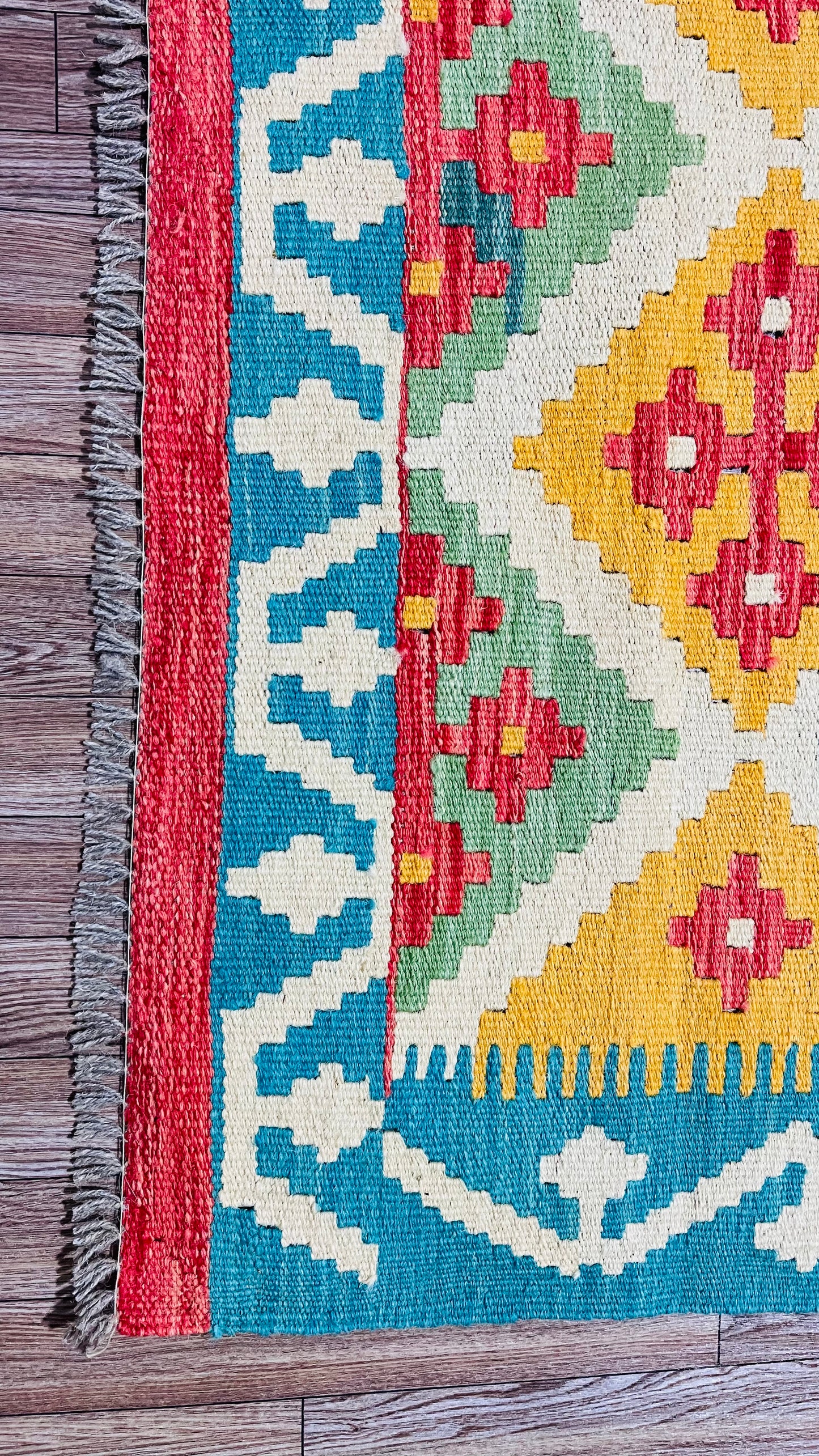 Colorful, Handwoven, Fine Afghan Maimana Kilim - Reversible Area Rug - 3’ 11’’ x 2’ 7’’