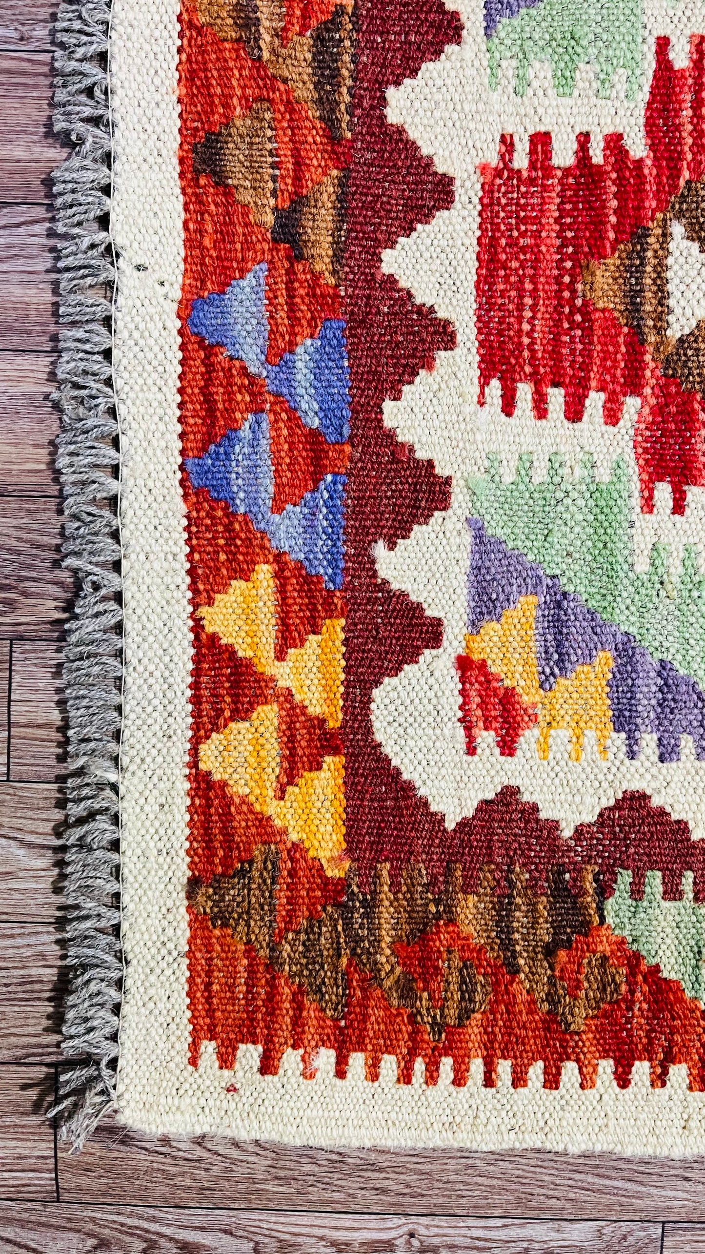 Colorful, Handwoven, Fine Afghan Maimana Kilim - Reversible Runner Rug - 6’ 3’’ x 2’ 0’’