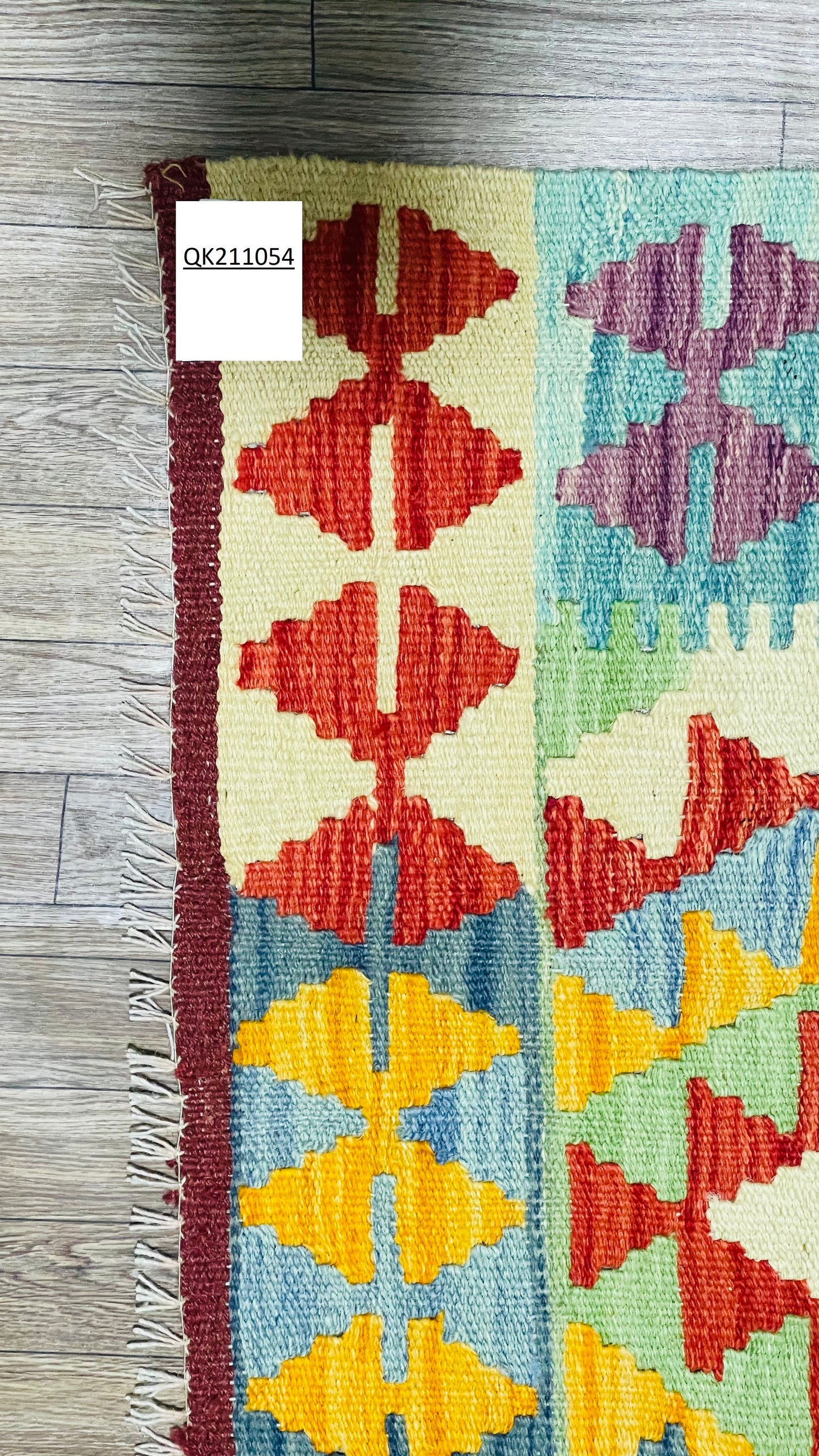 Colorful, Handwoven, Fine Afghan Maimana Kilim - Reversible Runner Rug - 6’ 4’’ x 2’ 6’’